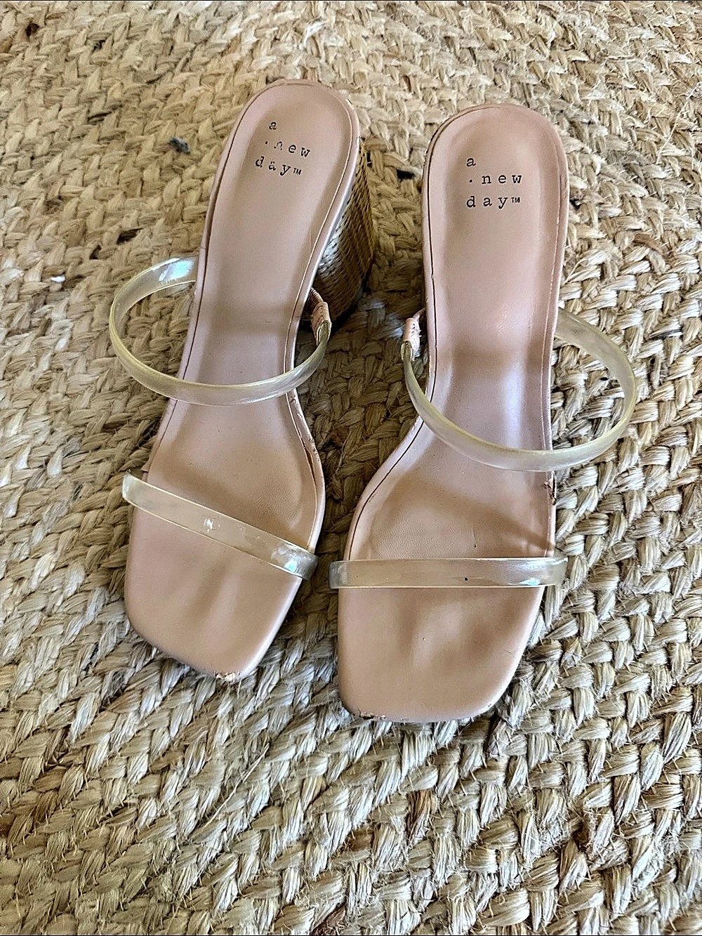 A New Day Clear Strap Block Heel Sandals in clear